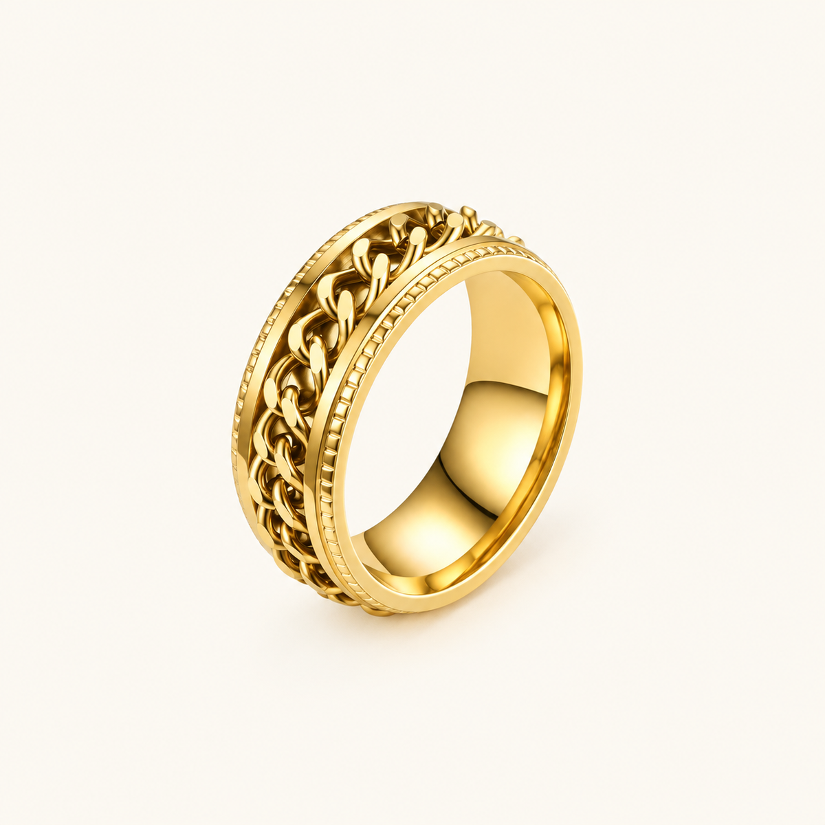 Anillo de Dama con Diseño de Eslabones Giratorios