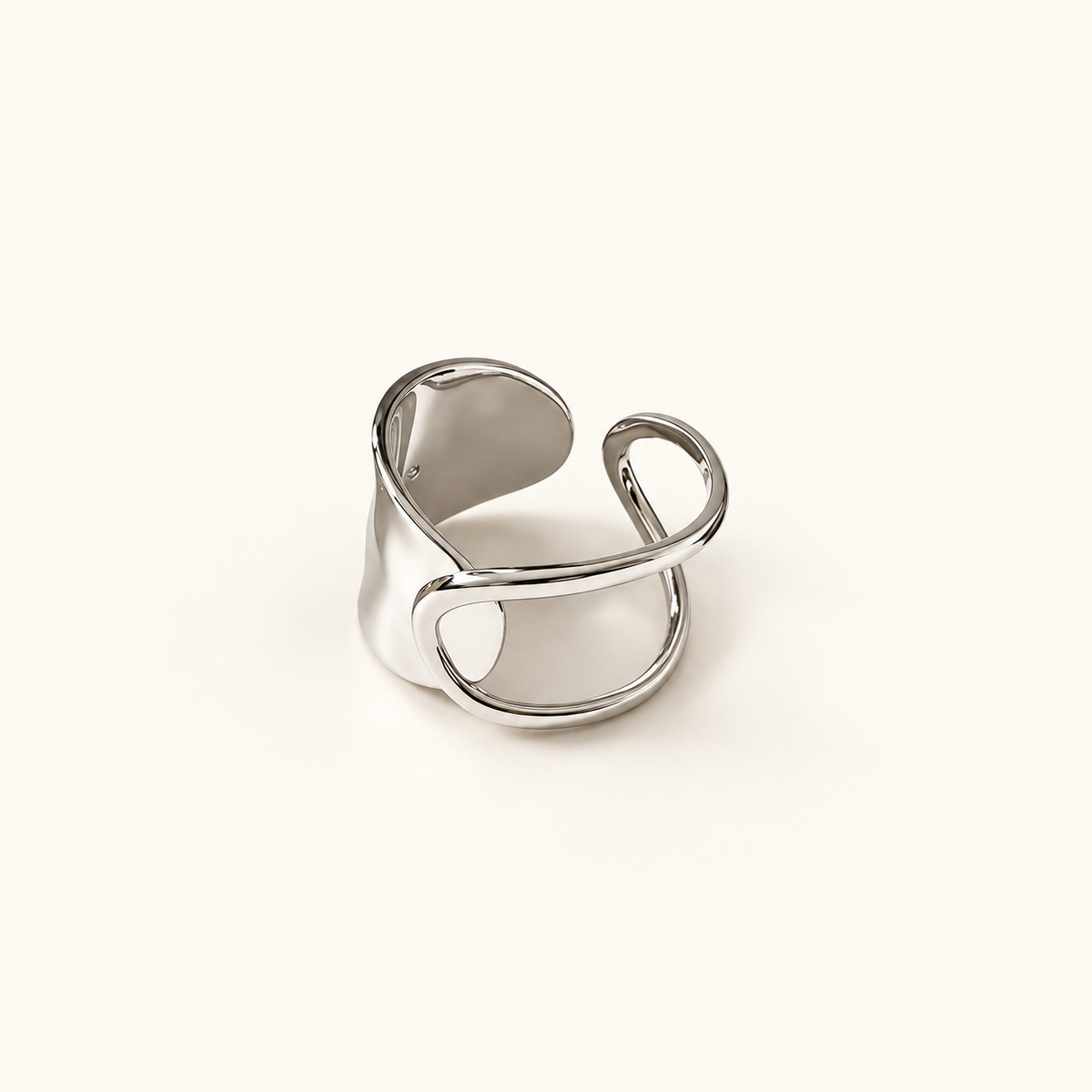 Damas Anillo Chunky Ajustable con Textura Martillada