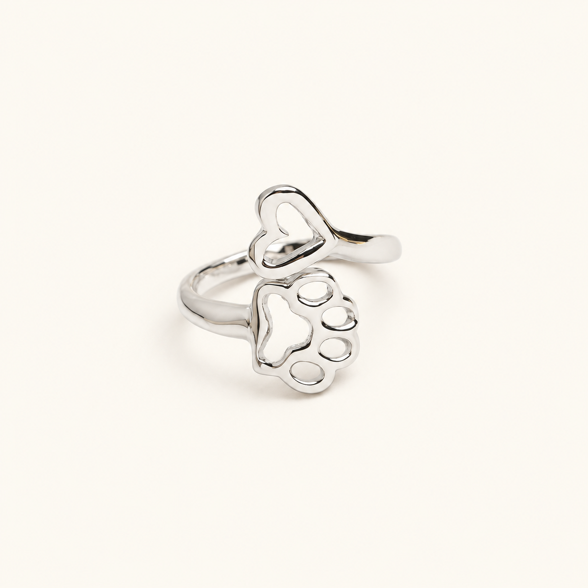 Anillo Abierto Ajustable de Mujer con Motivo de Corazón y Patas