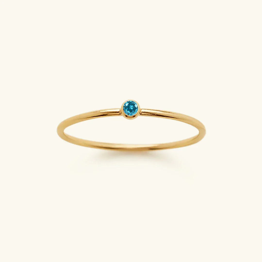 Anillo Apilable de Mujer con Gema de Nacimiento Opcional