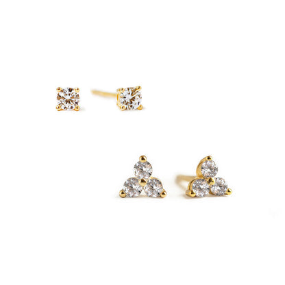 Conjunto de pendientes de trébol pavé diminutos