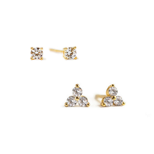 Conjunto de pendientes de trébol pavé diminutos