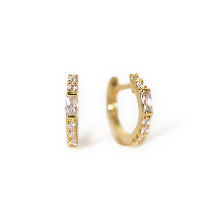 Pendientes de cristal blanco baguette