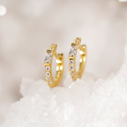Pendientes de cristal blanco baguette