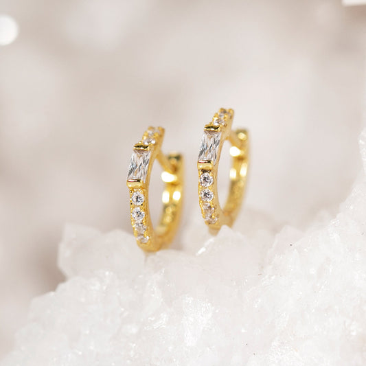 Pendientes de cristal blanco baguette