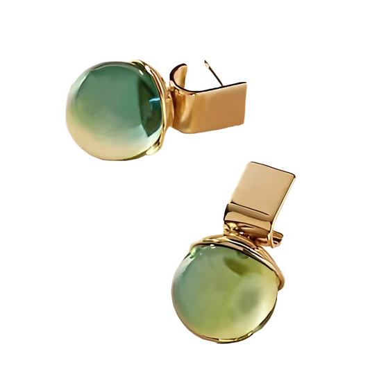 Charlie - Pendientes Vintage con Cristal Verde y Detalles en Oro