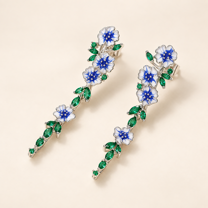 Pendientes de cadena de mujer con motivo floral - Par