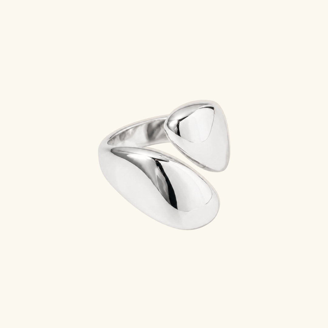 Dama Anillo Abierto Ajustable con Diseño Orgánico Curvado