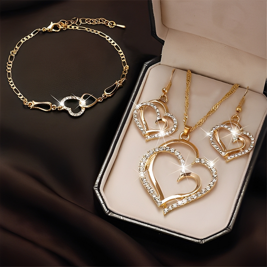 Celia – Conjunto Collar y Bisutería Romántica en Oro