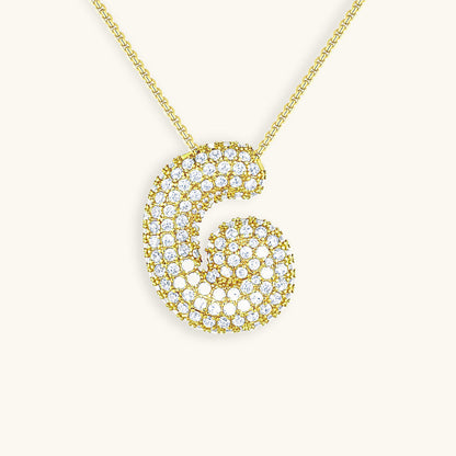 Collar de diamantes con inicial en burbuja