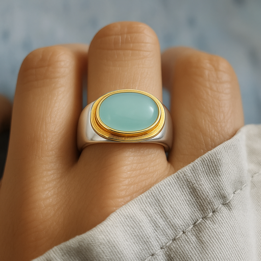 Gabi – Anillo Vintage en Piedra de Luna Verde