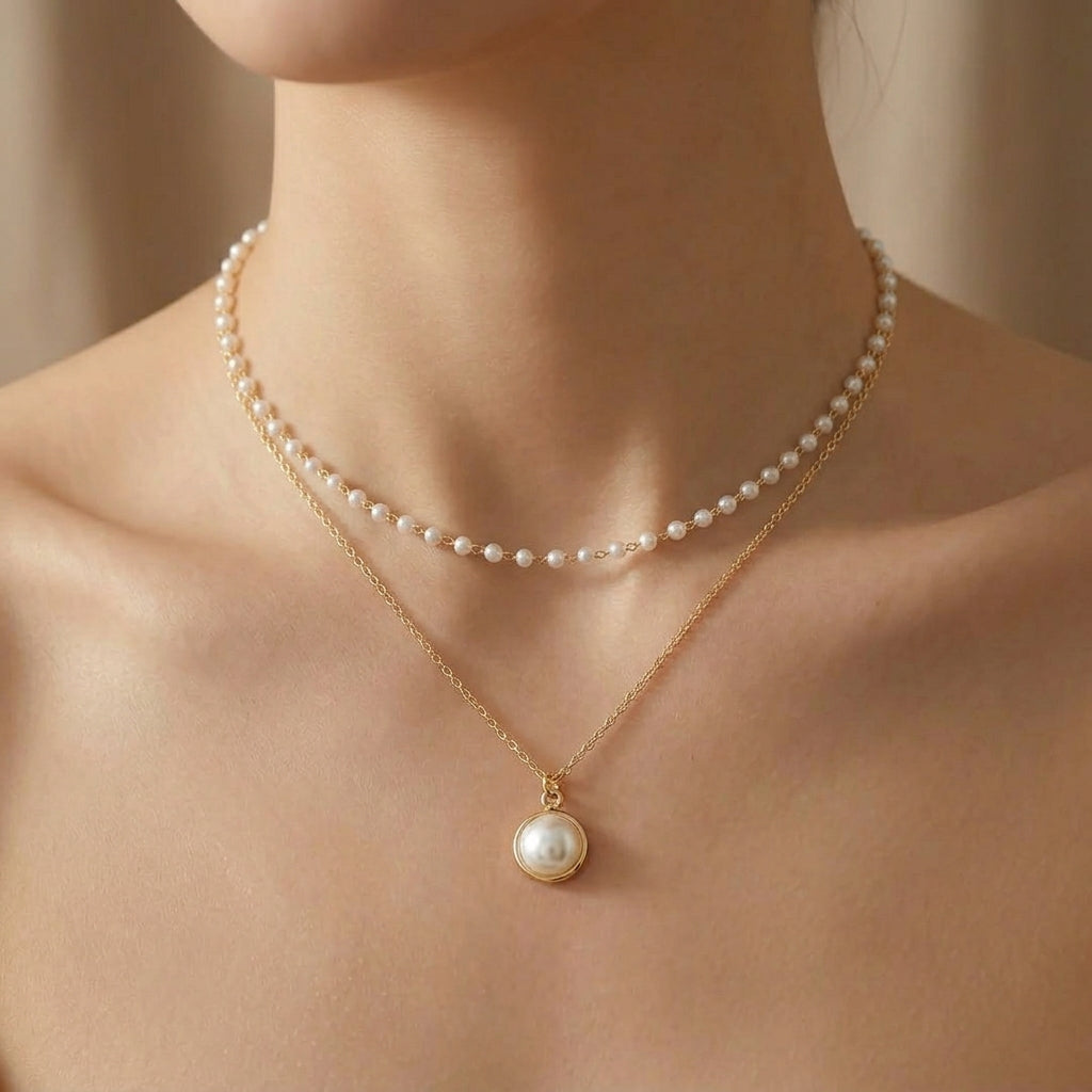 Collar de Perlas para Mujeres con Diseño Clásico de Un Solo Hilo