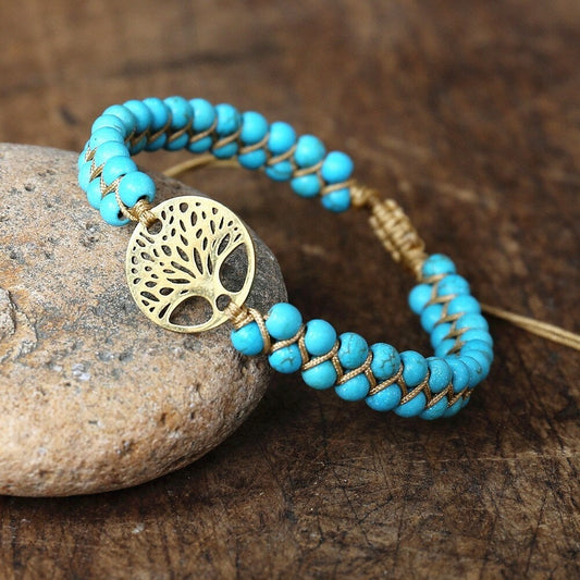 Nahla – Pulsera Árbol de la Vida en Piedra Turquesa Hecho a Mano