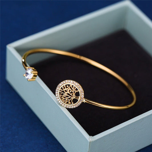 Sonya – Pulsera Ajustable Árbol de la Vida Dorado