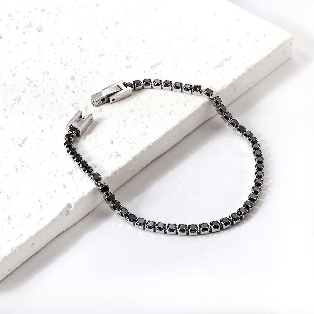 Loren – Pulsera Tennis Negra con Piedras Brillantes