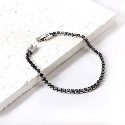Loren – Pulsera Tennis Negra con Piedras Brillantes