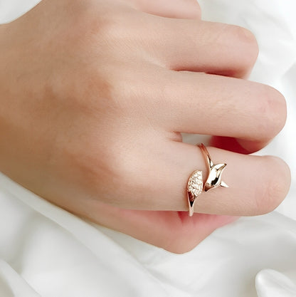 Lyra – Anillo Zorro Plateado con Acabado Rosado