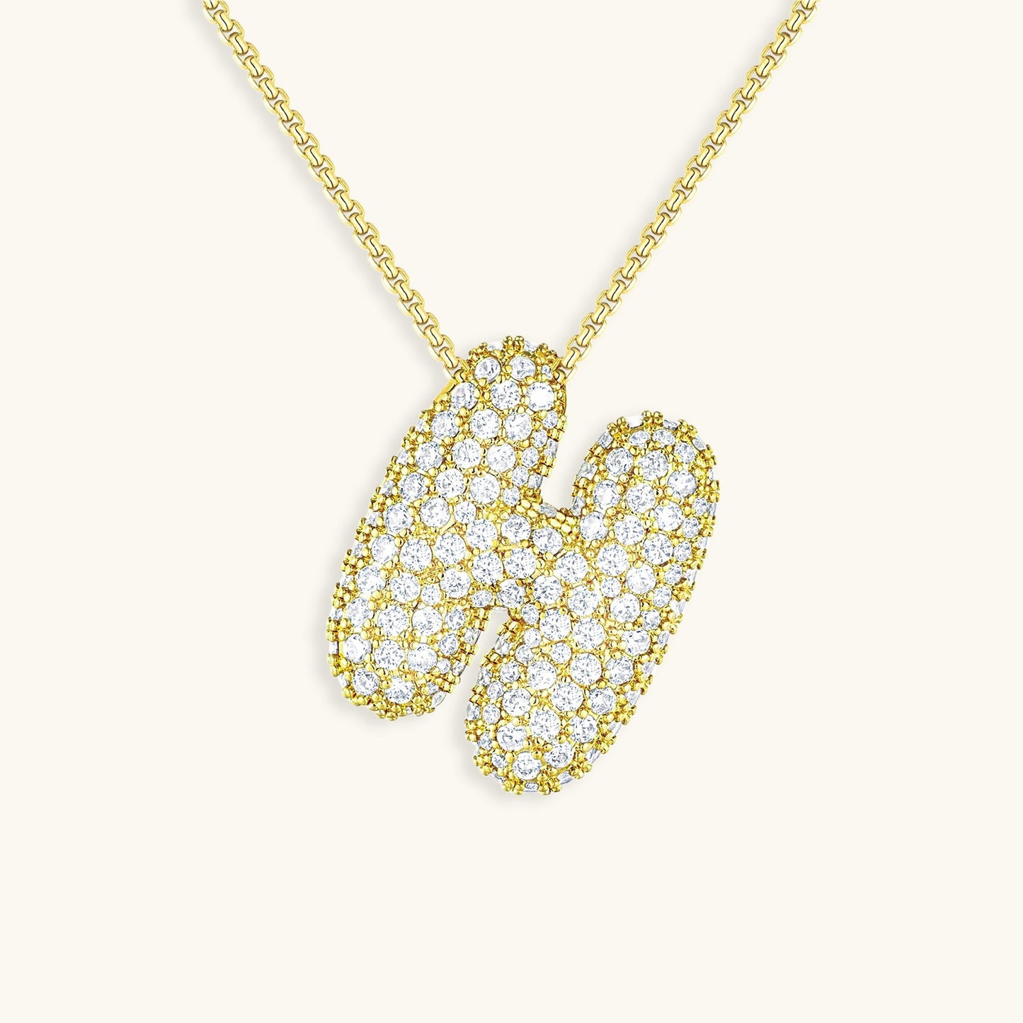 Collar de diamantes con inicial en burbuja