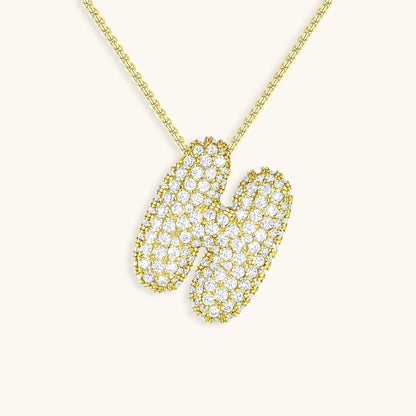 Collar de diamantes con inicial en burbuja