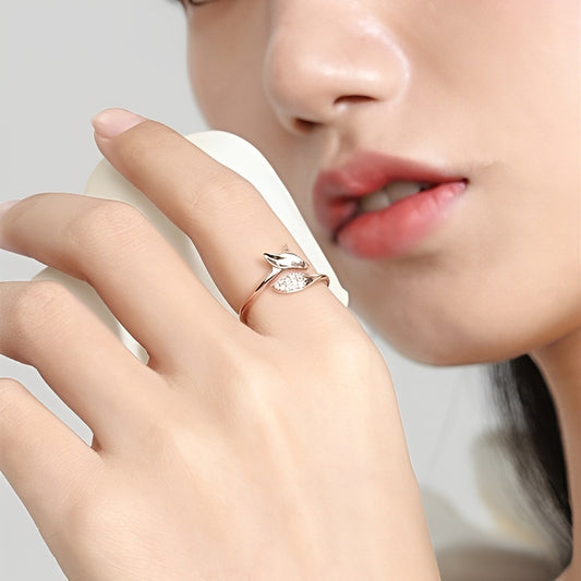 Lyra – Anillo Zorro Plateado con Acabado Rosado