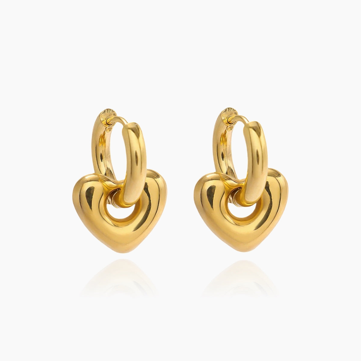 Pendientes Huggie de Mujer con Colgantes de Corazón Desmontables y Diseño Transformable