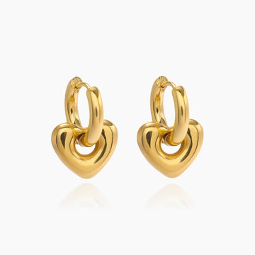 Pendientes Huggie de Mujer con Colgantes de Corazón Desmontables y Diseño Transformable
