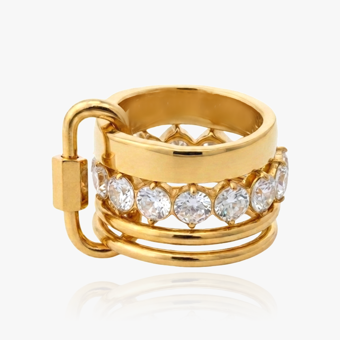 Damas Anillo Apilable de 4 Filas con Anillos Movibles y Cierre Desmontable