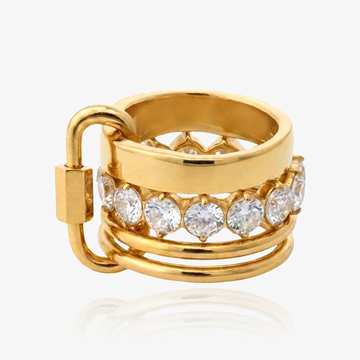 Damas Anillo Apilable de 4 Filas con Anillos Movibles y Cierre Desmontable