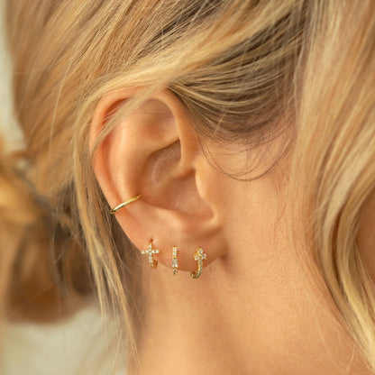 Pendientes de cristal blanco baguette