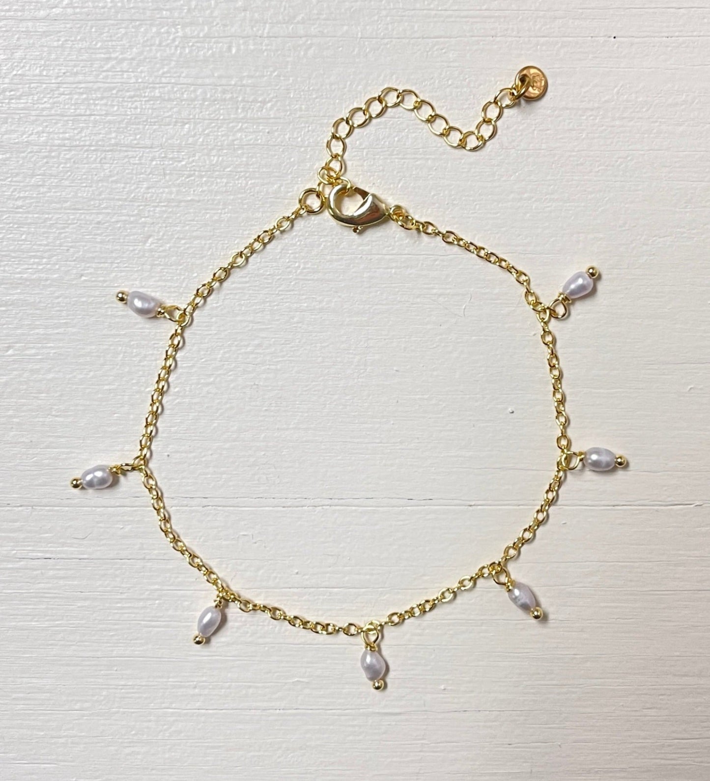 Pulsera de tobillo de cadena de oro de agua dulce