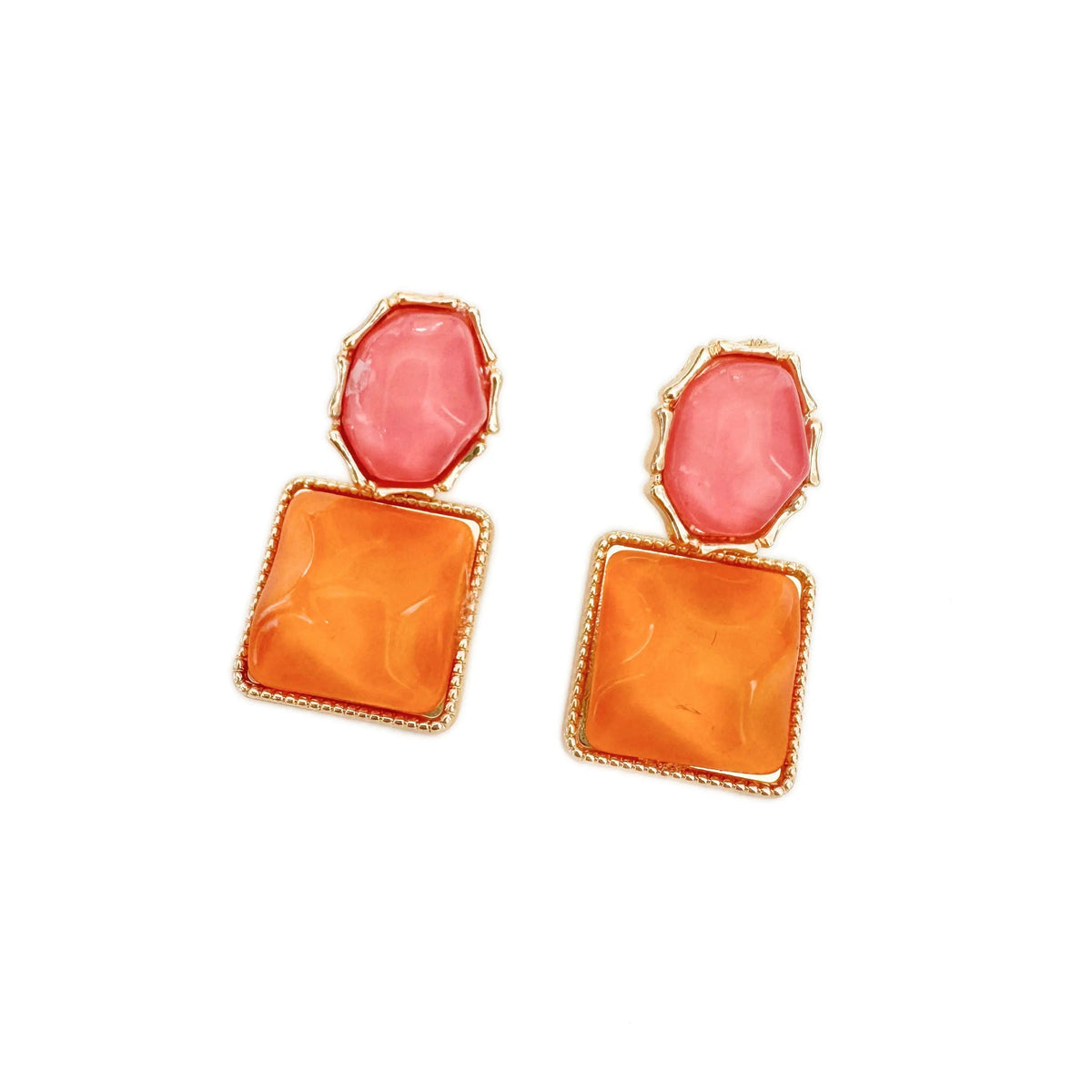 Pendientes Colgantes Declarativos de Mujer con Elemento Ovalado y Colgante Rectangular