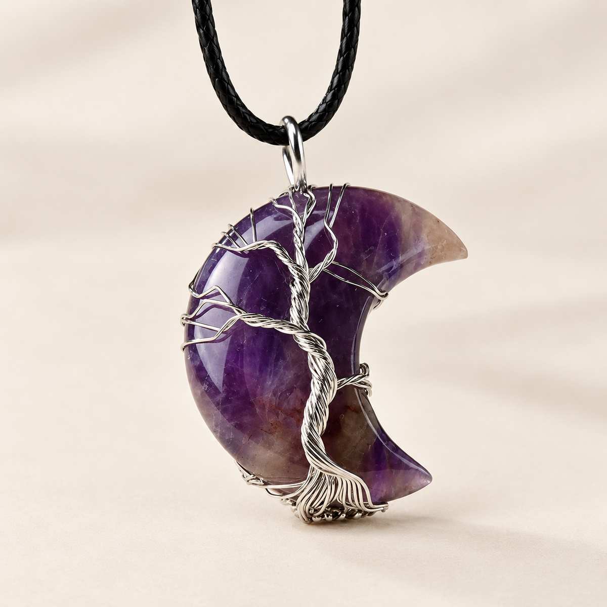 Collar de dama con árbol de vida y colgante de luna
