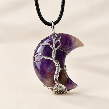 Collar de dama con árbol de vida y colgante de luna