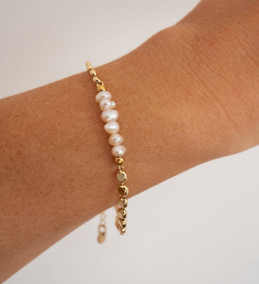 Siena - Pulsera de Perlas con Cadena de Disco