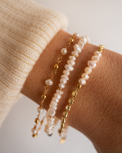 Siena - Pulsera de Perlas con Cadena de Disco