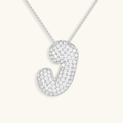 Collar de diamantes con inicial en burbuja