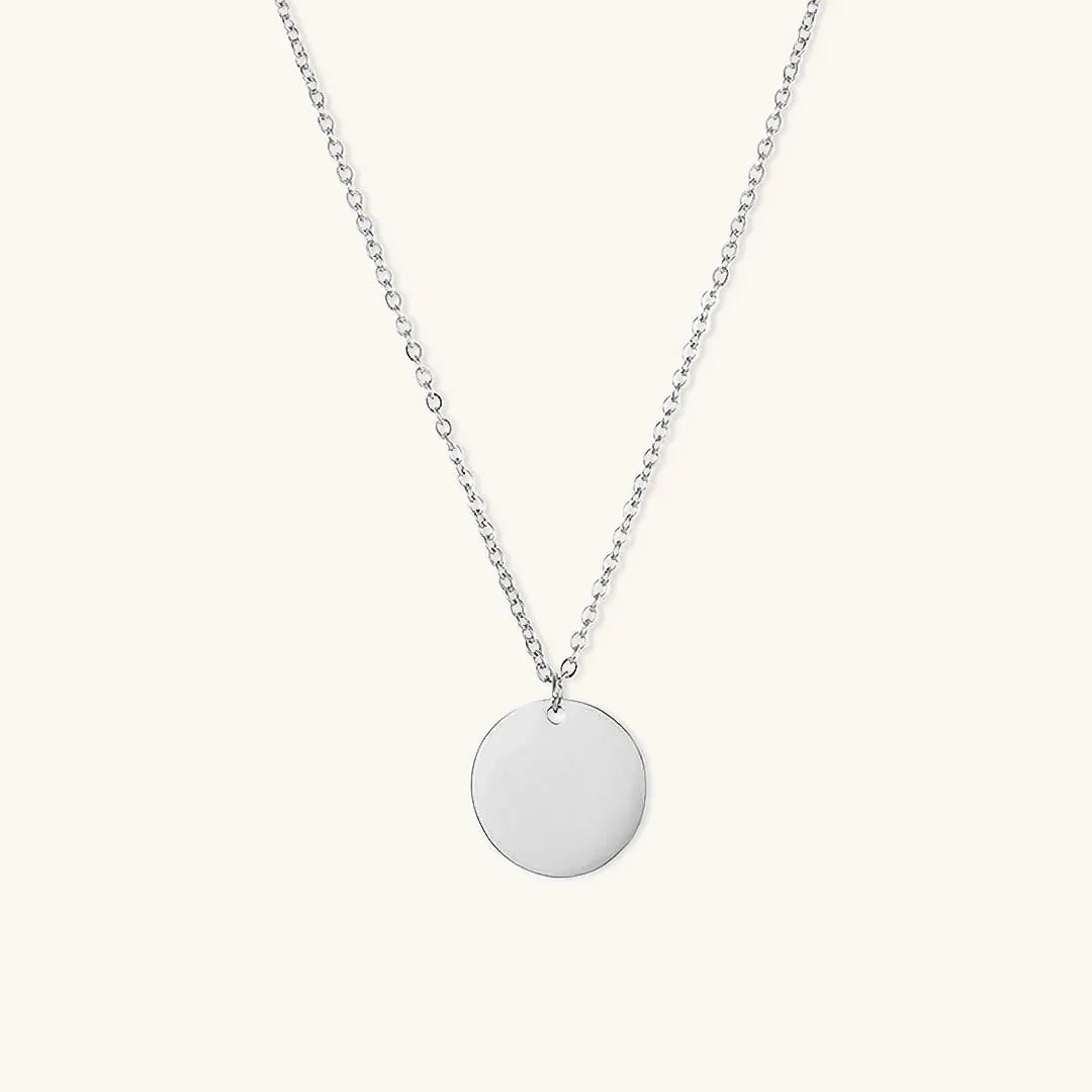 Collar con Colgante de Mujer con Plato Redondo y Cadena Fina