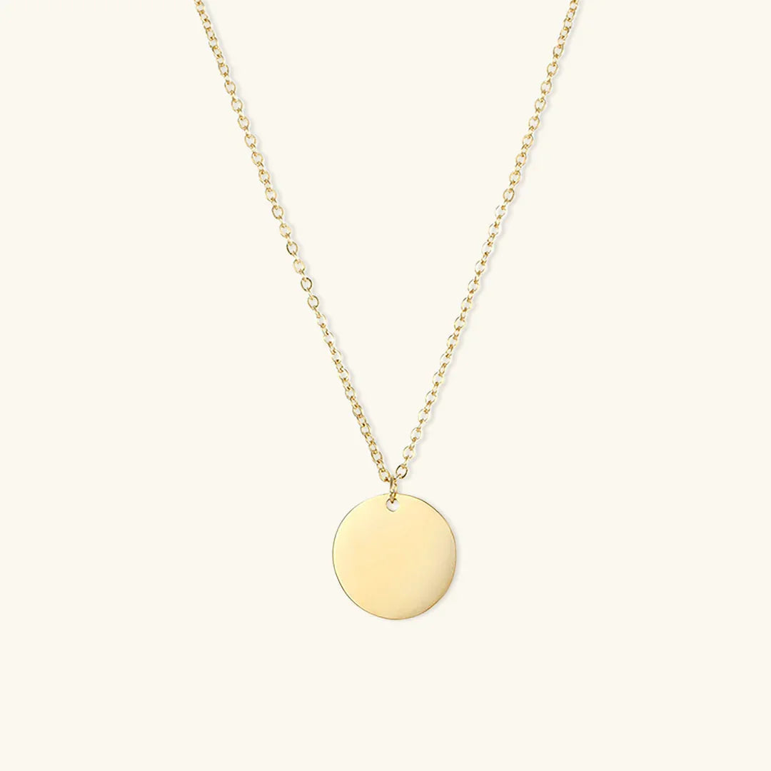 Collar con Colgante de Mujer con Plato Redondo y Cadena Fina