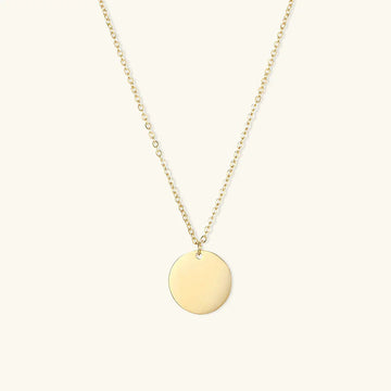 Collar con Colgante de Mujer con Plato Redondo y Cadena Fina