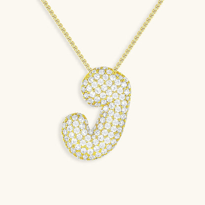 Collar de diamantes con inicial en burbuja