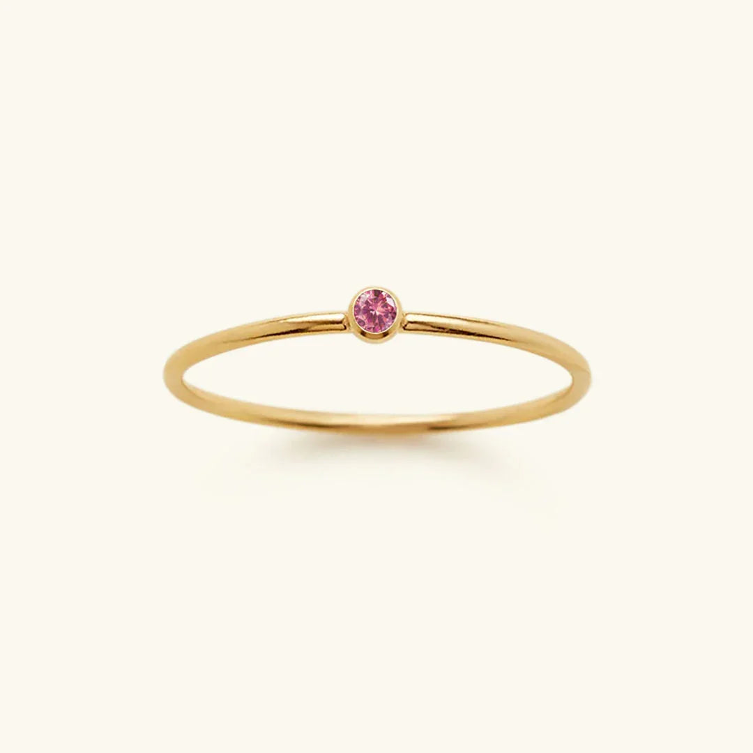 Anillo Apilable de Mujer con Gema de Nacimiento Opcional