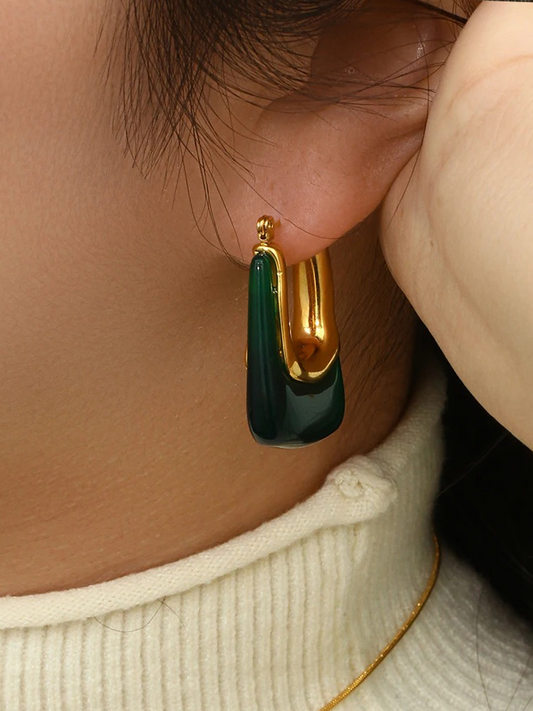Eline – Pendientes Rectangulares Verdes de Acrílico