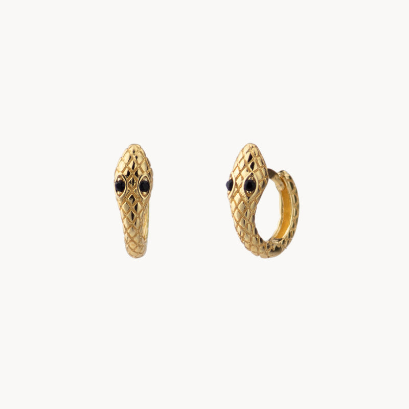 Aros de Serpiente para Damas con Dibujo Gravado y Acentos de Ojos