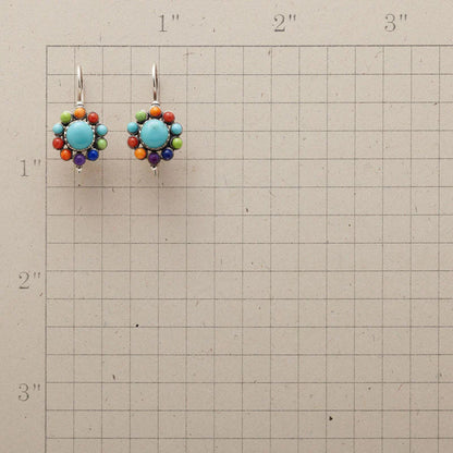 Yara – Pendientes Redondos con Turquesas Multicolor