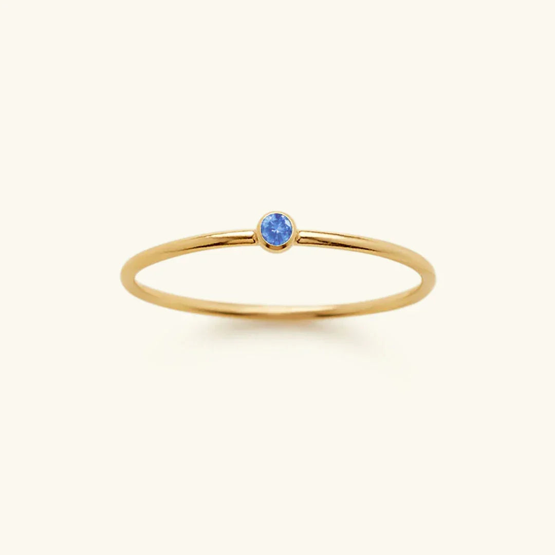 Anillo Apilable de Mujer con Gema de Nacimiento Opcional