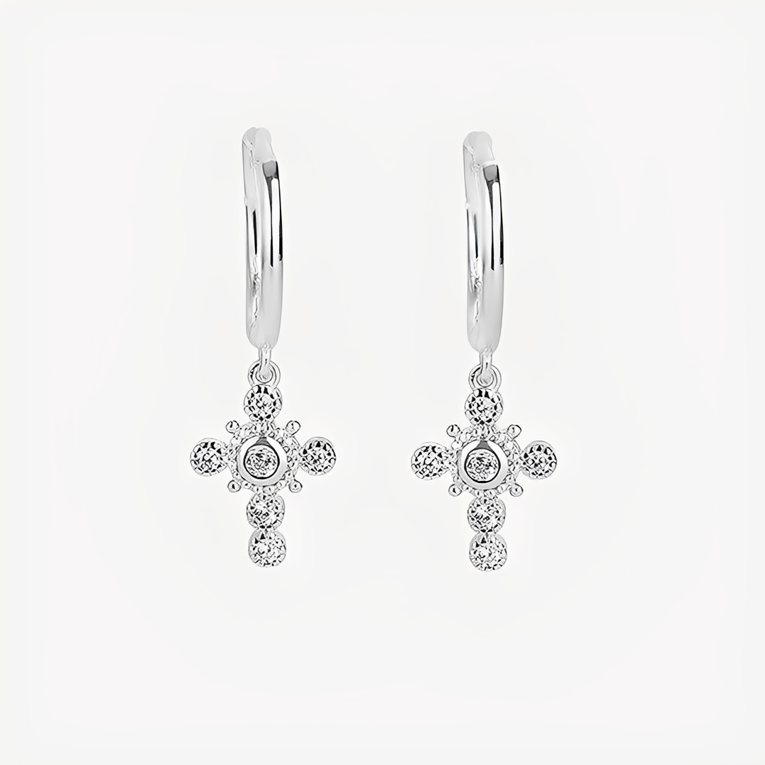 Yasmine – Pendientes Cruz Plata 925 Chic