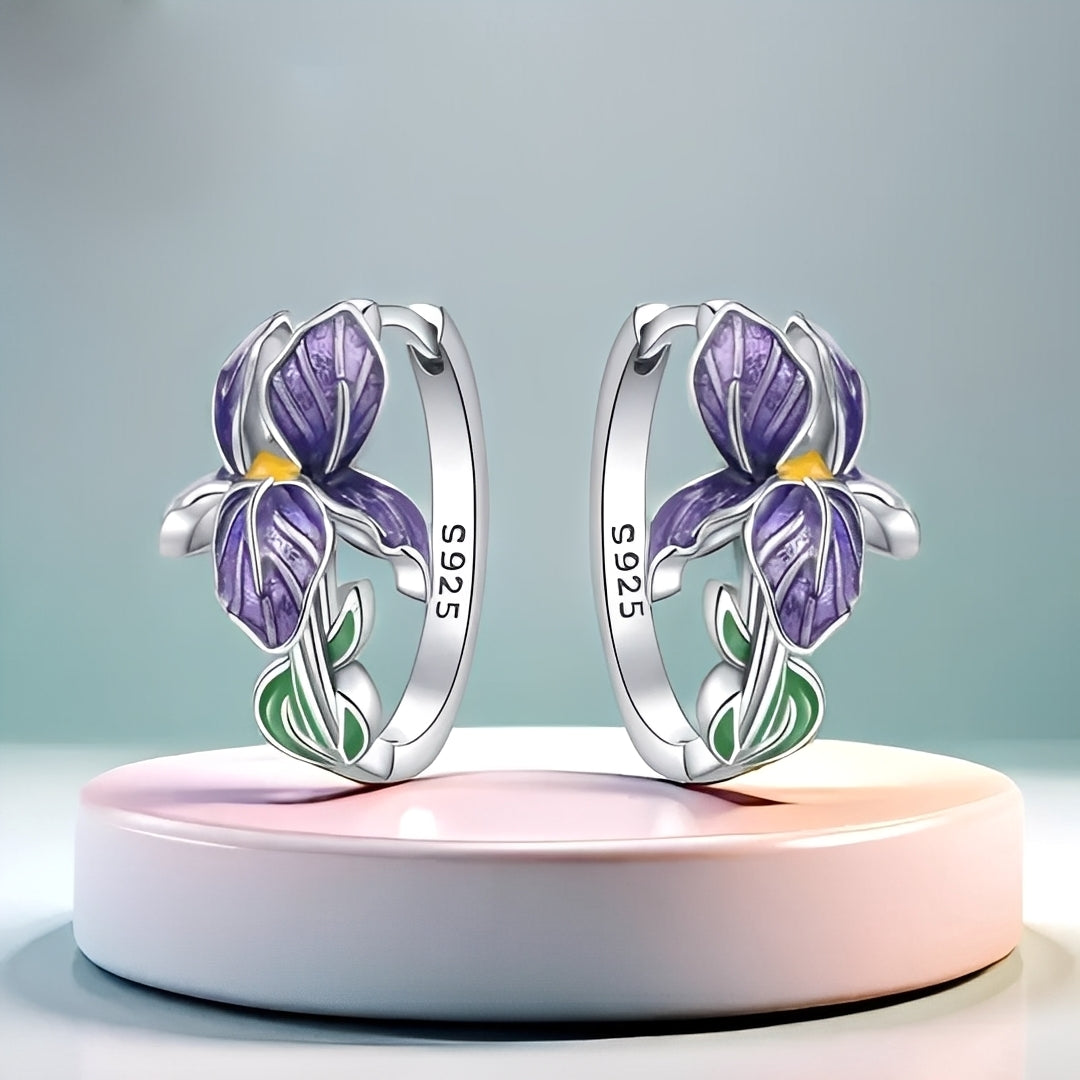 Pendientes Flor Esmalte Púrpura
