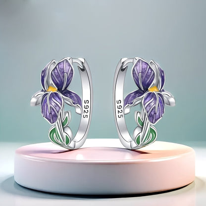 Pendientes Flor Esmalte Púrpura
