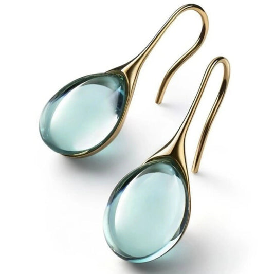 Leila – Pendientes de gota bicolor con cristales