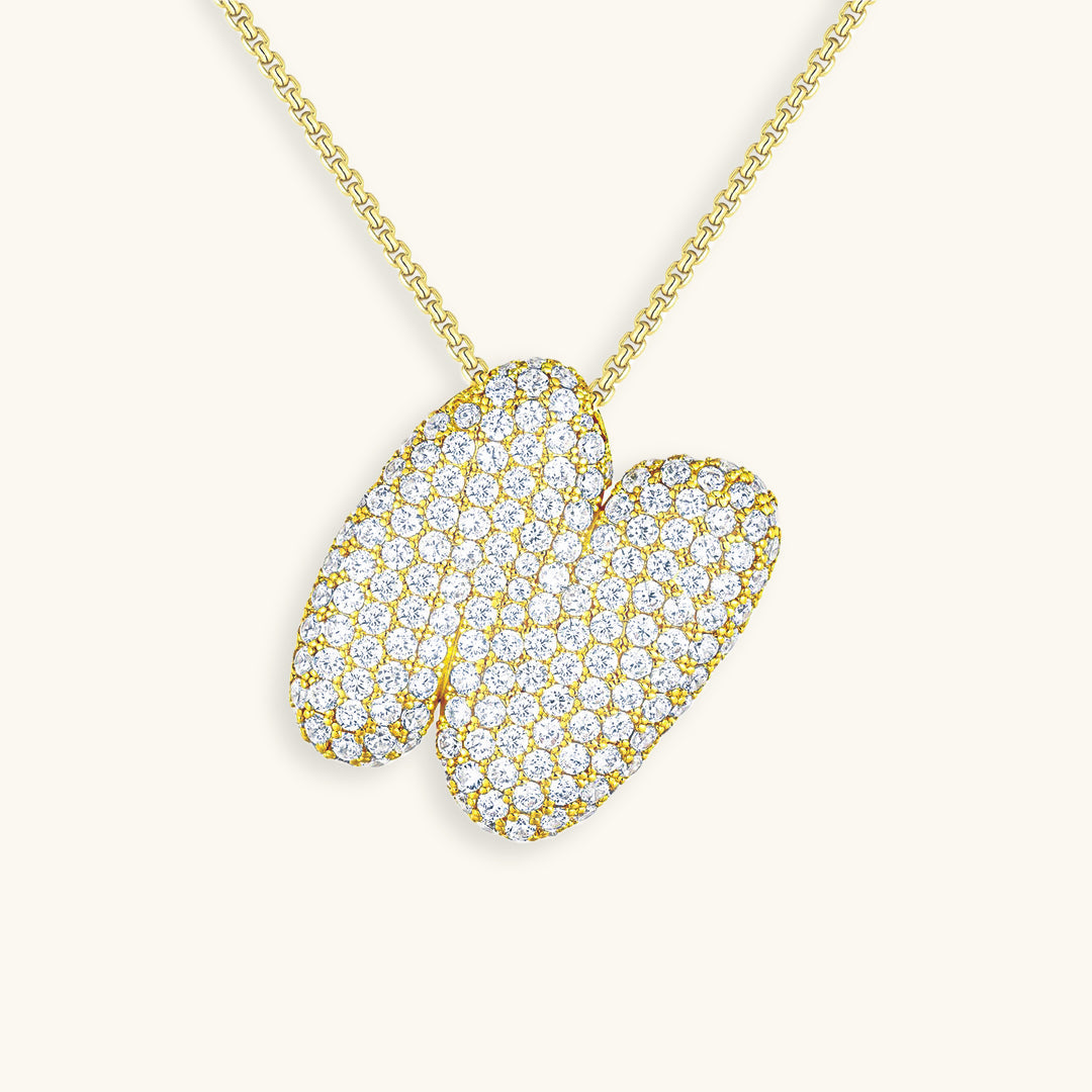 Collar de diamantes con inicial en burbuja